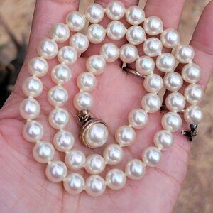Luxurious vintage perfect MAJORICA Pearls 925 sterling silver gold